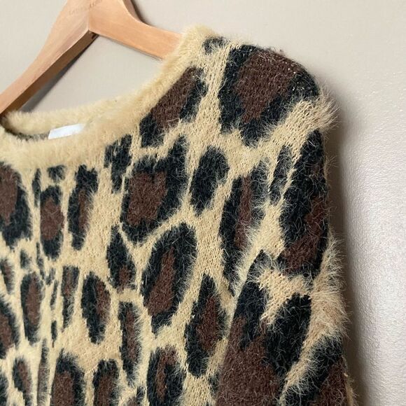 HAYDEN Los Angeles mohair pullover sweater leopard print oversized sz L chic EUC - Picture 10 of 15